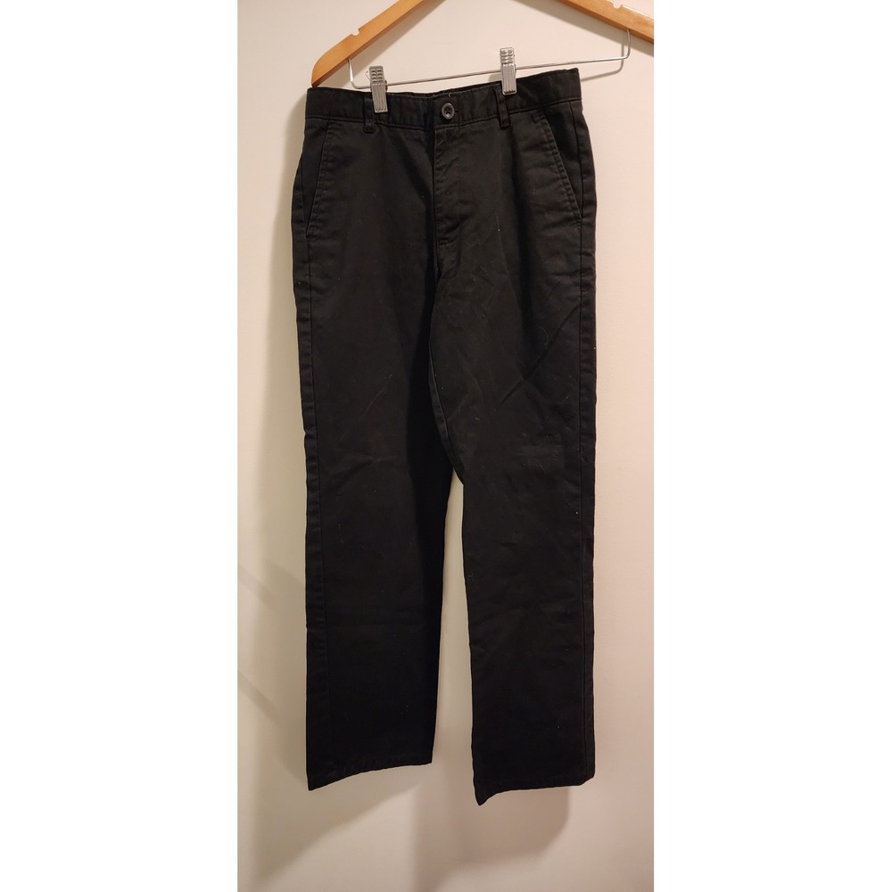 Boy's Nautica Black Flat Front Zip Fly Uniform Pants‎ In Size 16